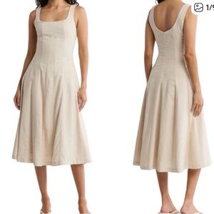 Caroline Constas Cream Midi Dress